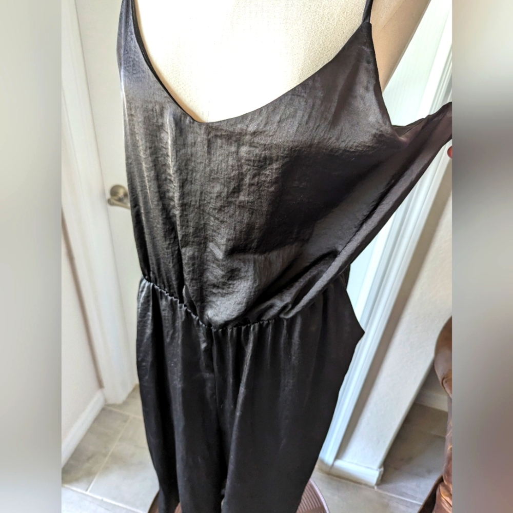 Fun Black Satin Jumper with Halter Style Tank Top